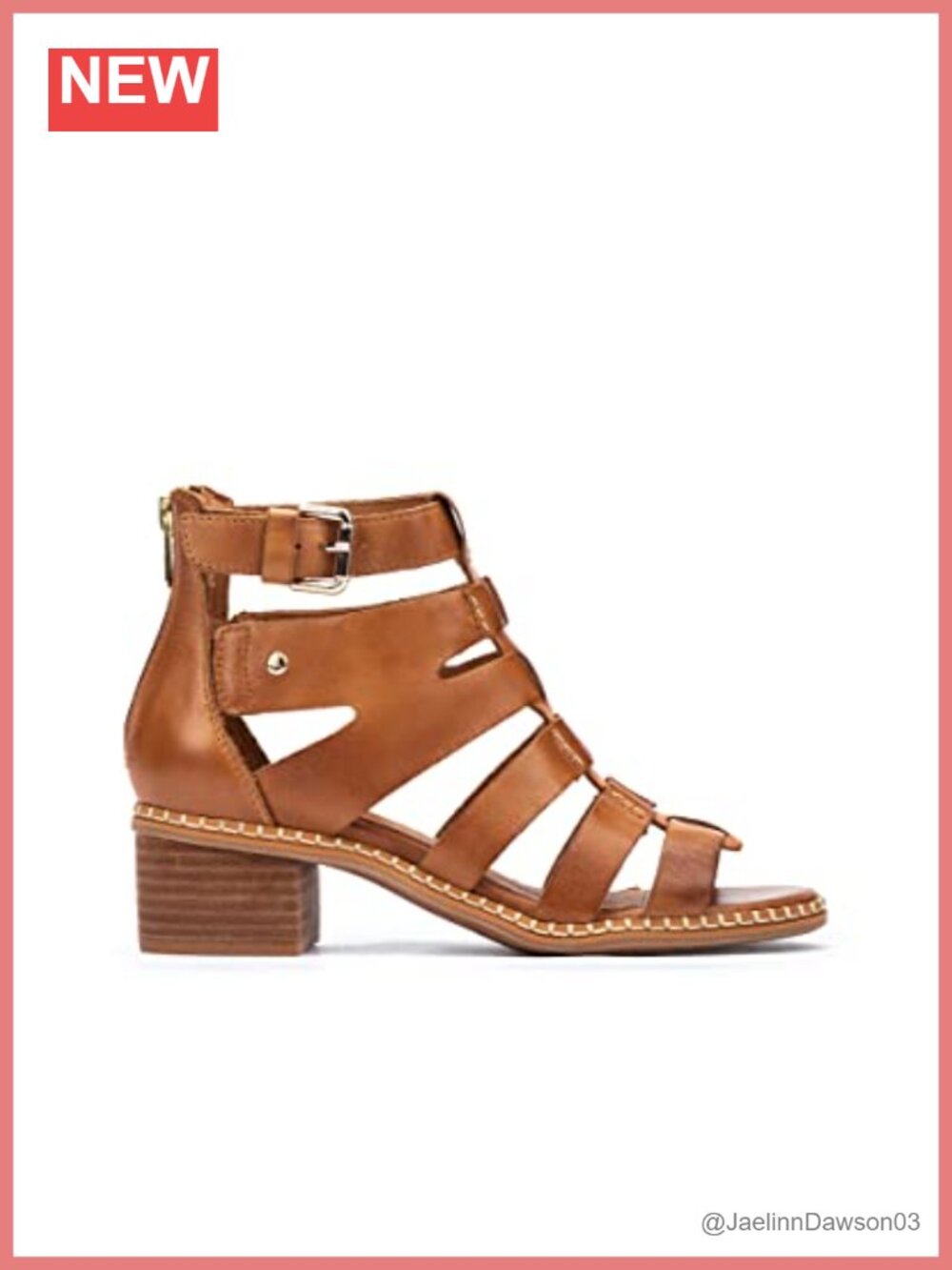 Leather Heeled Sandals Women's Comfortable Block Heel with Adjustable Straps